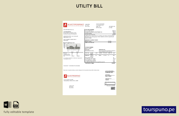 listo para imprimir Ukarine Elektrograd. plantilla de factura de servicios públi